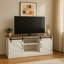 Meuble télé 67 po Hoff, console média avec portes de grange coulissantes et armoire de rangement en bois Hoff 67 po