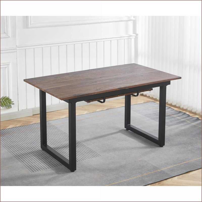 Table basse moderne en noyer avec pieds en métal - peu encombrante et facile à nettoyer pour le salon