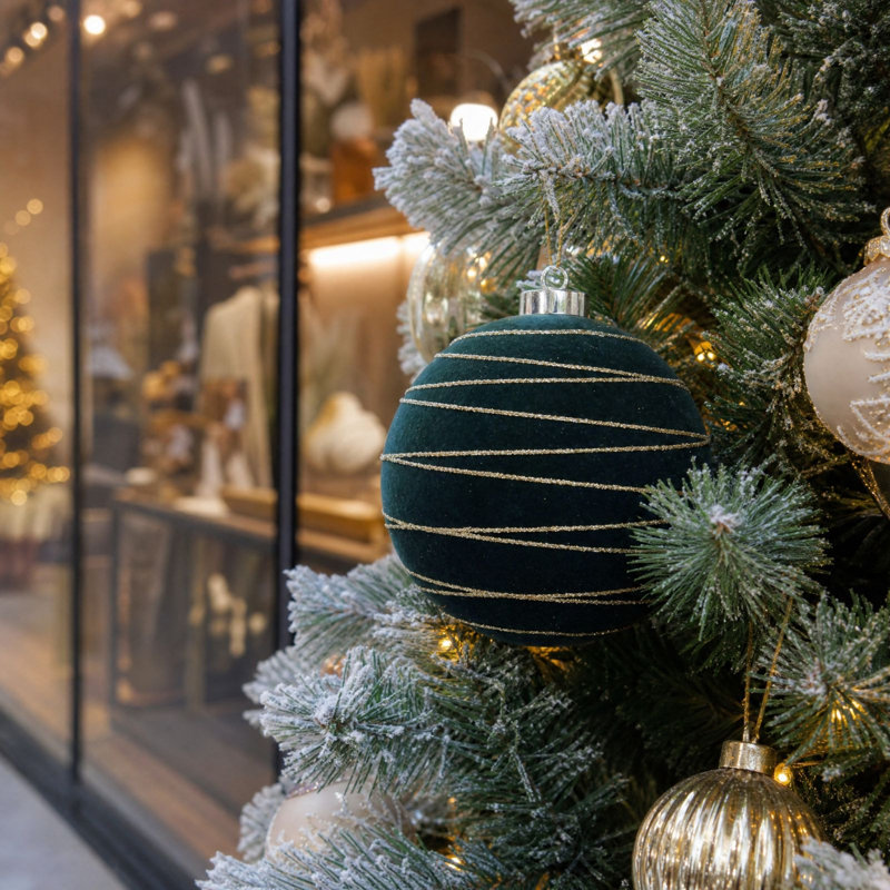 Décorations de Noël grandes décorations de Noël en flocons de 15 cm à motif de losanges multicolores et boules de Noël, Vert