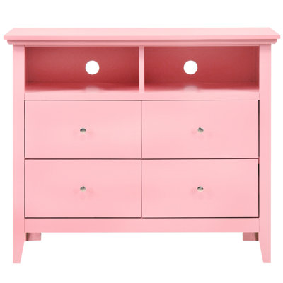 Console média Glory Furniture G5404 rose avec tout - placages en bois véritable, tiroirs à queue robuste, entièrement assemblés, placages de placard nickelé ternis plaqués, unité assemblée, ornement
