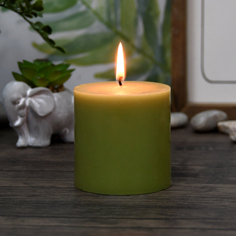 Bougie pilier sans parfum sans paraffine sans fumée, Hauteur de 3 po, diamètre de 3 po, Sauge vert, 1 bougie