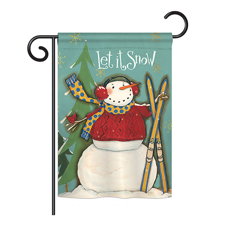 18,5 x 13 po bonhomme de neige wonderland, impressions de 2 côtés drapeau de jardin, Polyester, Vert clair