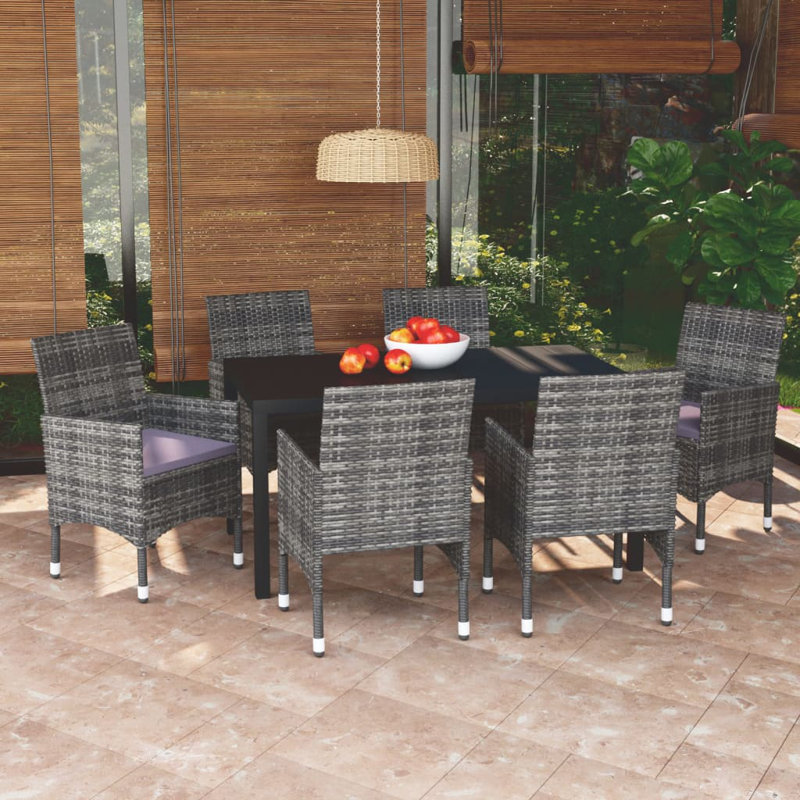 Ensemble de salle à manger de patio avec coussins 5 pièces Red Barrel Studio®, 6, H 29,1 po x l 59,1 po x P 35,4 po