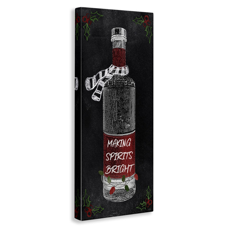 "Make Spirits Bright Bottle Canvas" par Natalie Carpentieri, H 30 po x l 13 po