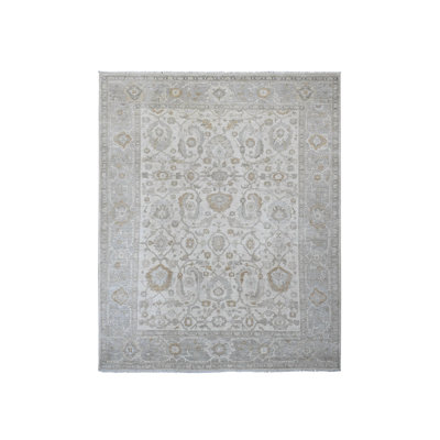 8'11" x 11'0" New Hand Knotted Ivory Wool Rectangle Oriental Rug - MOA10220918
