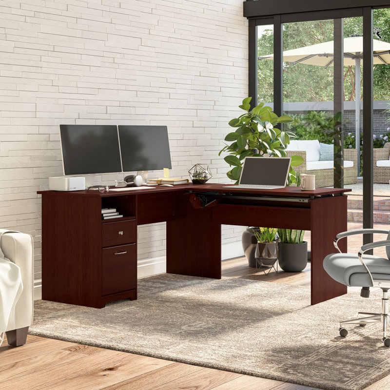 Bureau de direction en L Katia, Cerisier moisson, H 30 po x l 60 po x P 69,17 po