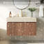 Meuble-lavabo suspendu de luxe de 76 cm avec lavabo, meuble de salle de bain mural moderne pour famille, meuble de salle de bain en pierre frittée de style milieu du siècle
