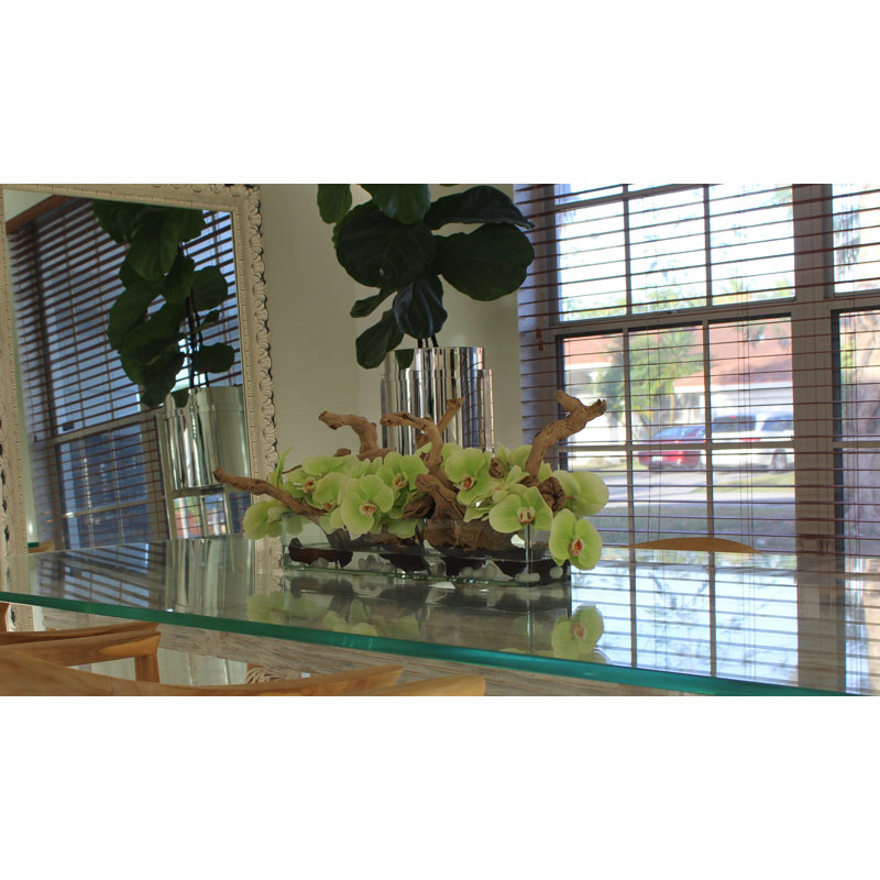 Silk Arrangement in Planter, 12" H x 24" W x 6" D, Green