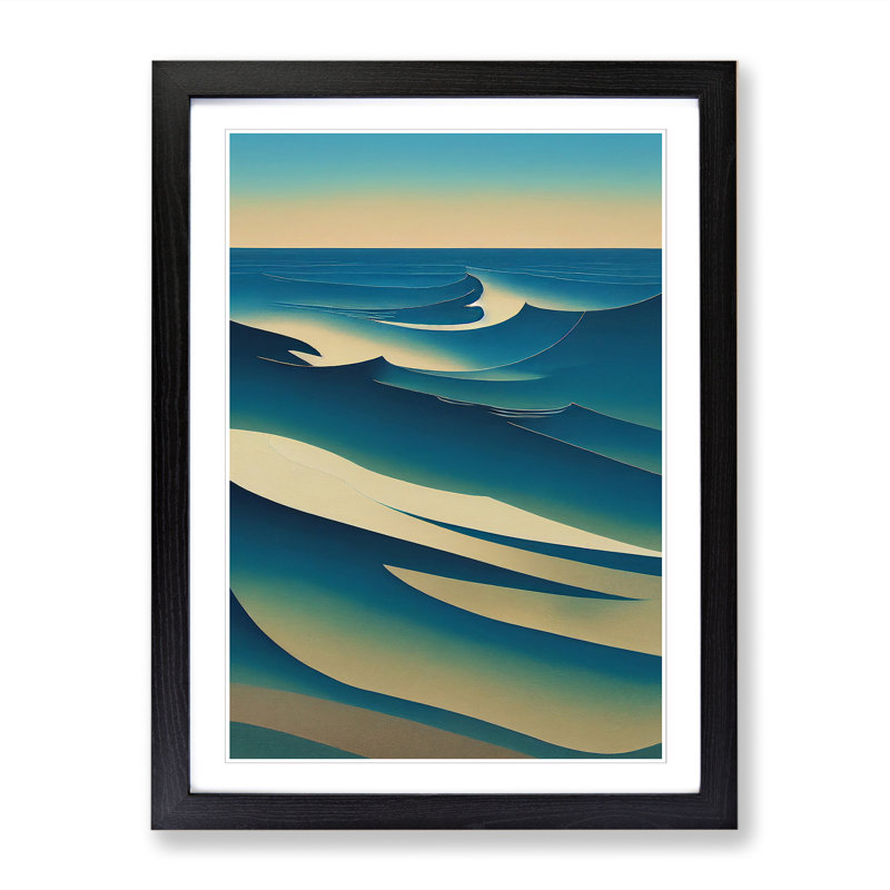 Sea View Abstract Vol.4 - Single Picture Frame Print, Walnut, 46cm H x 34cm W x 2cm D