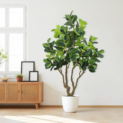 Figuier artificiel de 7 pi avec figuier - plante extra-haute avec grandes feuilles pour hauts plafonds