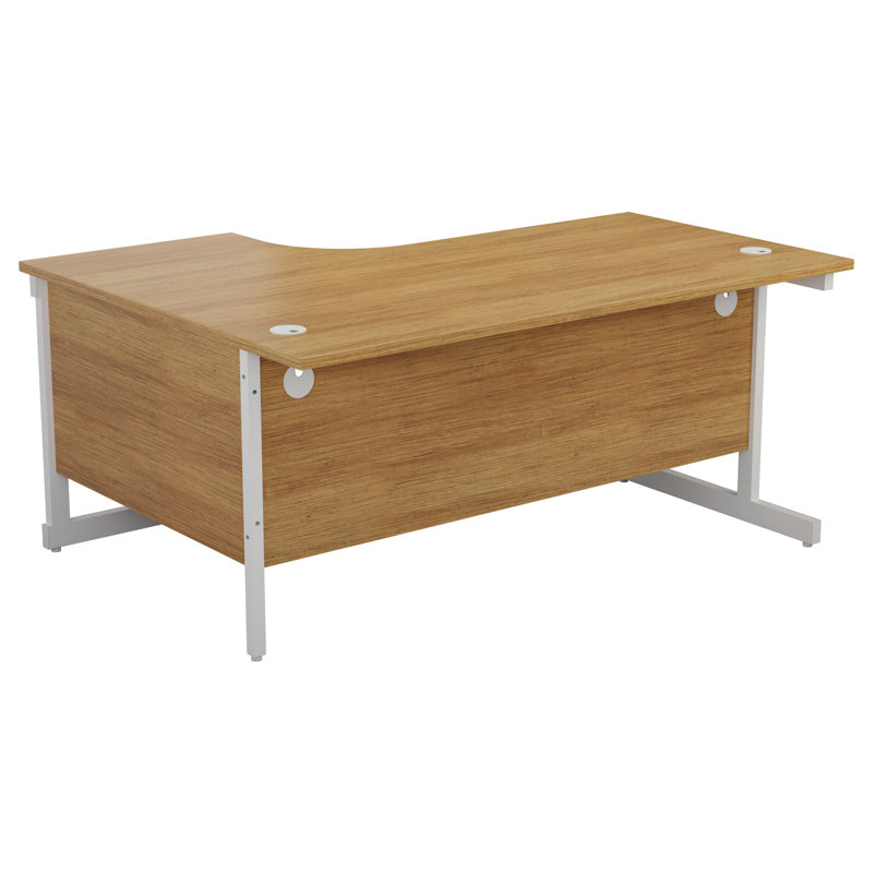 Buariki L-Shaped Metal Base Desk Shell, Left, White, White