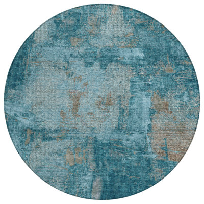 Aria Teal Washable Indoor-Outdoor Rug - 