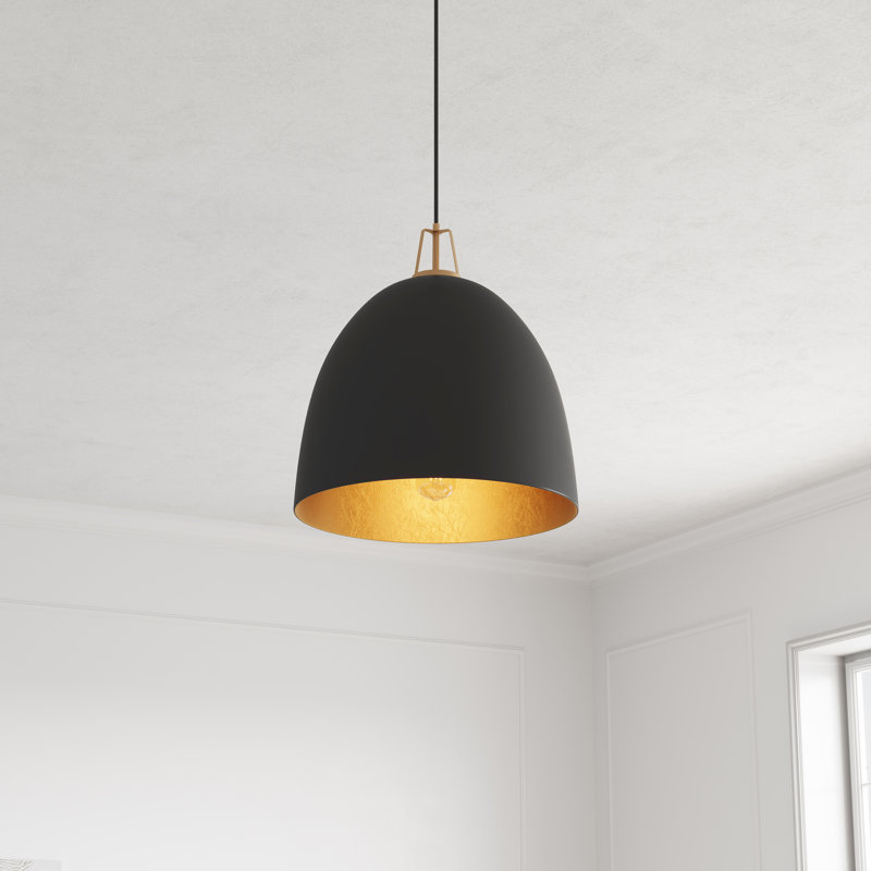 Anarosa 1-Light Classic Farmhouse Modern Kitchen Pendant Light Fixture, Black
