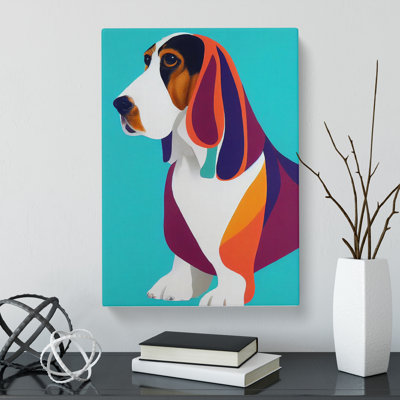 Basset Hound Abstract - Wrapped Canvas