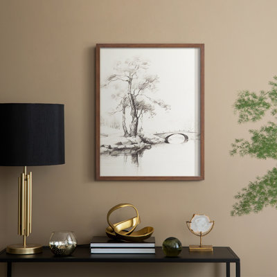 «Vintage Landscape III», reproduction encadrée - bois massif