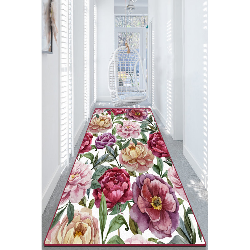Luxurious Hall Carpet, 3.3 x 4.9 Feet, 100% Polyester, 0.4 in Pile Height | Antibacterial, Non-Slip Underside, Machine Washable | Perfect for Entryways & Living Rooms, Durable & Easy to Maintain