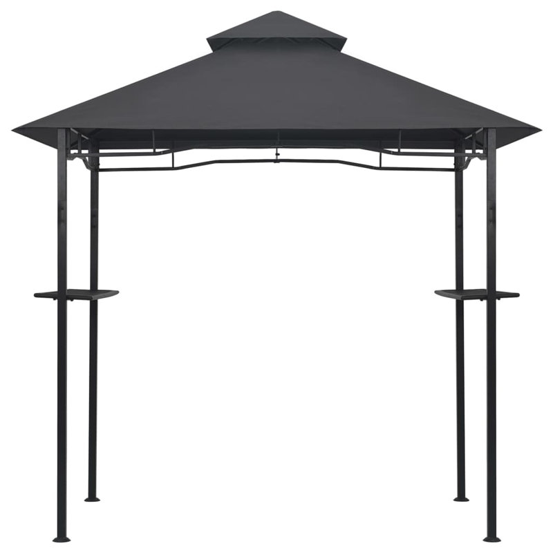 Anthracite Steel BBQ Gazebo with Double-Layer Roof