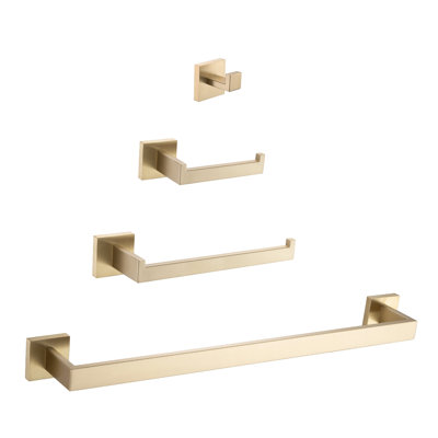 4 Bathroom Accessories, Brushed Gold - 304 Stainless Steel, , Modern Design For Various Areas Accessories 4 Pieces, 304, , Rooms