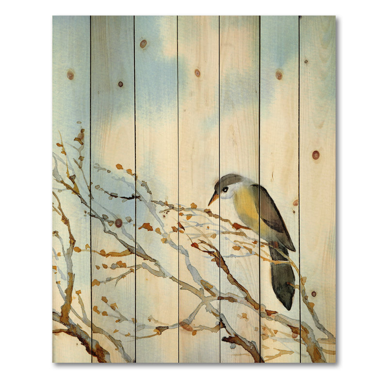 Vieil arbre nu dans un paysage rustique - impression traditionnelle sur bois de pin naturel, H 40 po x l 30 po x P 0,78 po