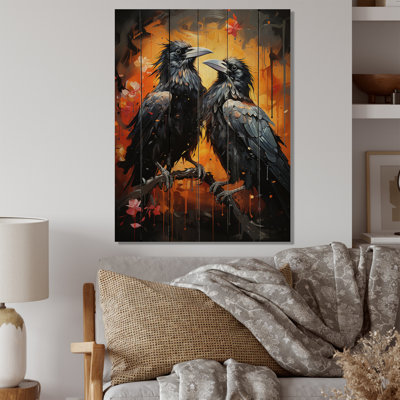 Corbeau Popart Royauté I sur impression sur bois
