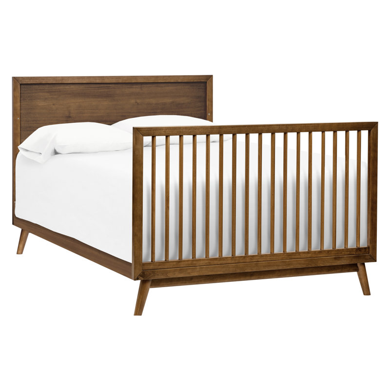 Palma 4-in-1 Convertible Crib with Toddler Bed Conversion Kit, Natural Walnut