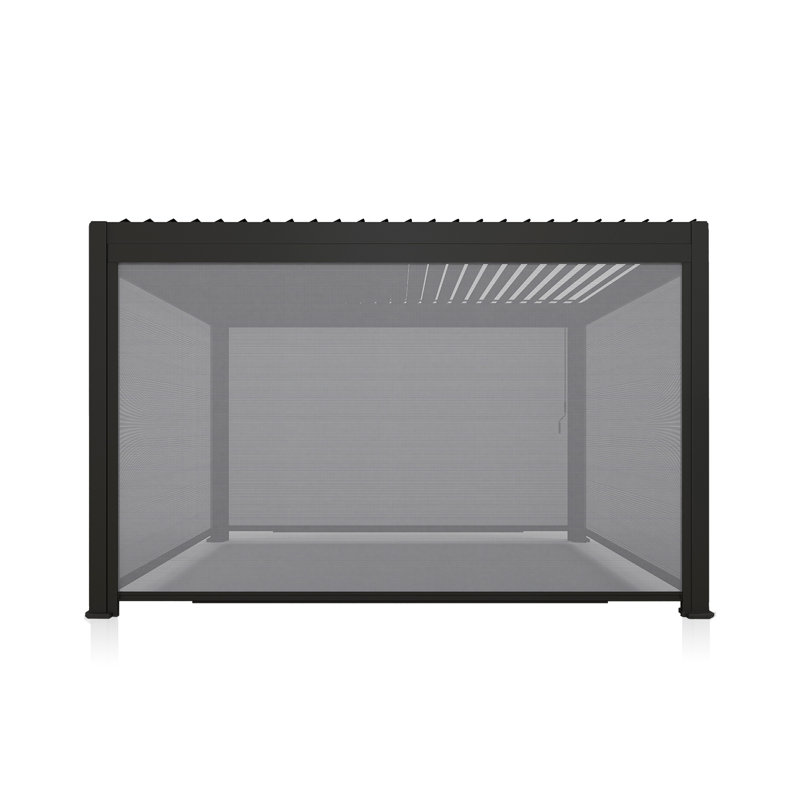 Charcoal Gray 13ft Aluminum Pull Down Privacy Screen for Pergola