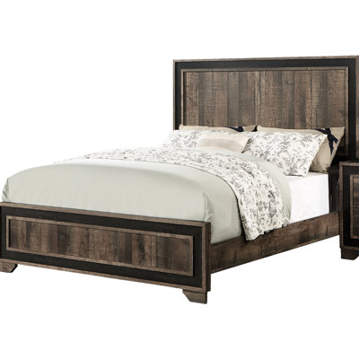Grande chambre à coucher, tête de lit à panneau en bois avec finition chêne