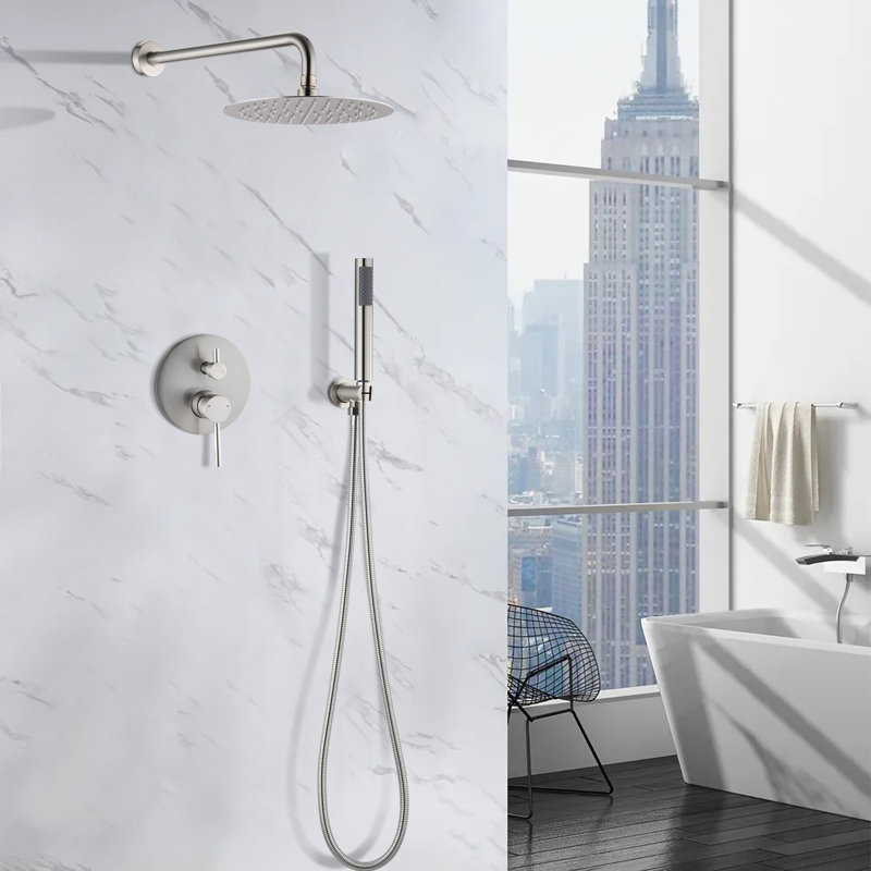 Système de douche complet avec valve brute, Nickel brossé