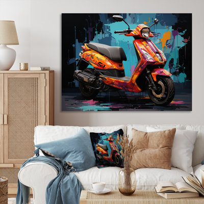 «Teal Red Scooter Street Styler», reproduction sur toile