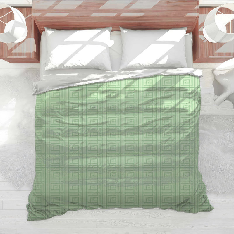 Green Greek Key Pattern Comforter, Twin Extra Long