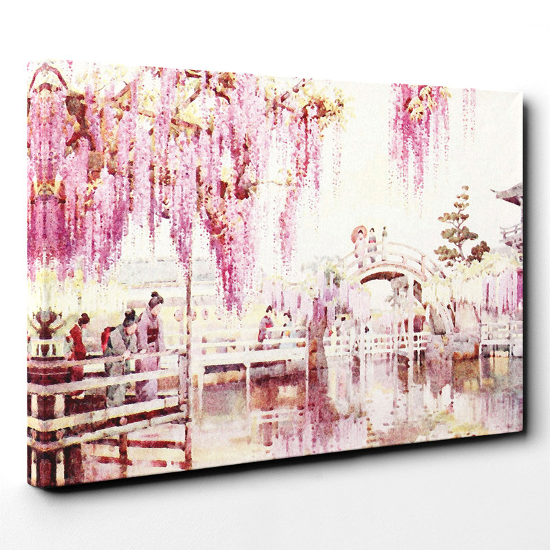 Japanese Oriental Wisteria, Kameido by - Wrapped Canvas, 50cm H x 76cm W