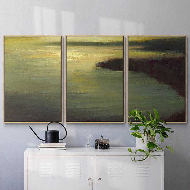 Lake Tahoe Dusk - Toile encadrée multi-pièces - 2774852C, H 24 po x l 48 po x P 2 po, Encadrement argenté