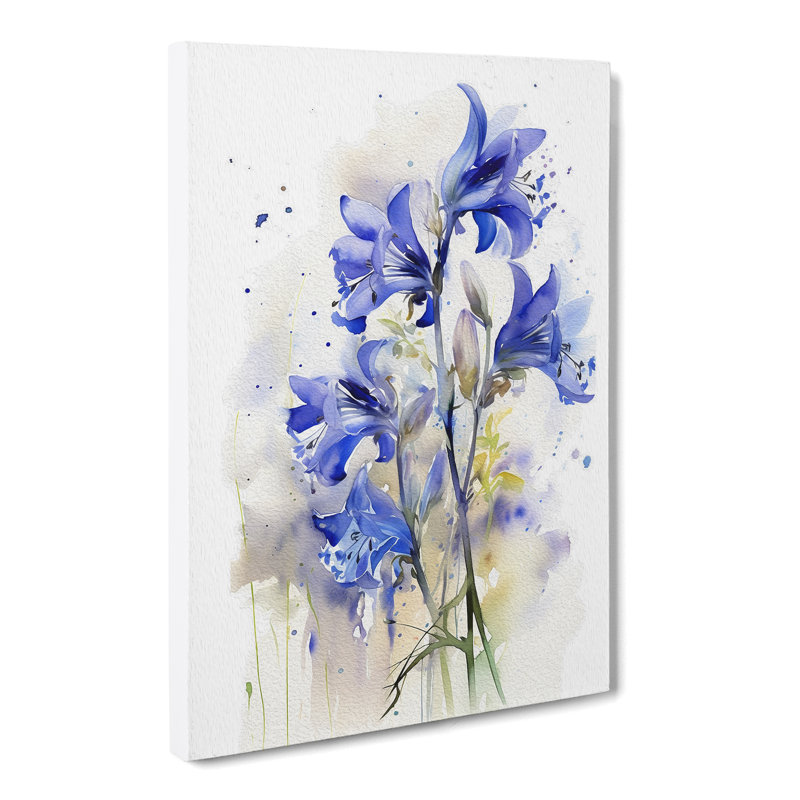 Bluebell Flower Gestural - Wrapped Canvas, 60cm H x 40cm W x 3cm D