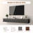 Farmhouse Wall-Mounted Floating TV Stand with Barn Door Cabinets, Open Storage Shelves, 70“ Entertainment Center for Living Room-1258633887