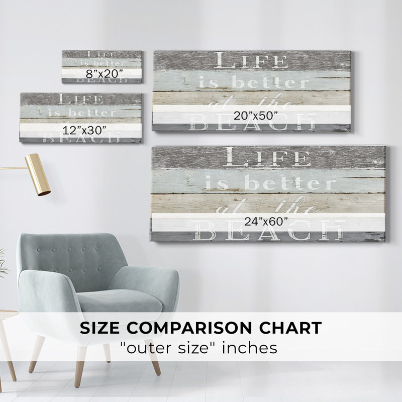 «Life Better Beach», toile tendue avec châssis, H 12 po x l 30 po x P 1,5 po
