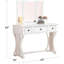 Ensemble de meuble-lavabo unique moderne avec tabouret et tiroirs à miroir pliables avec placage en panneau de fibres à densité moyenne de couleur blanche