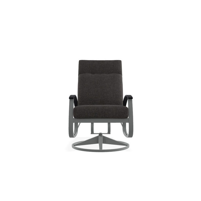 Chaise de patio pivotante avec coussins Askar, Mélange anthracite, Noir P70, Graphite texturé