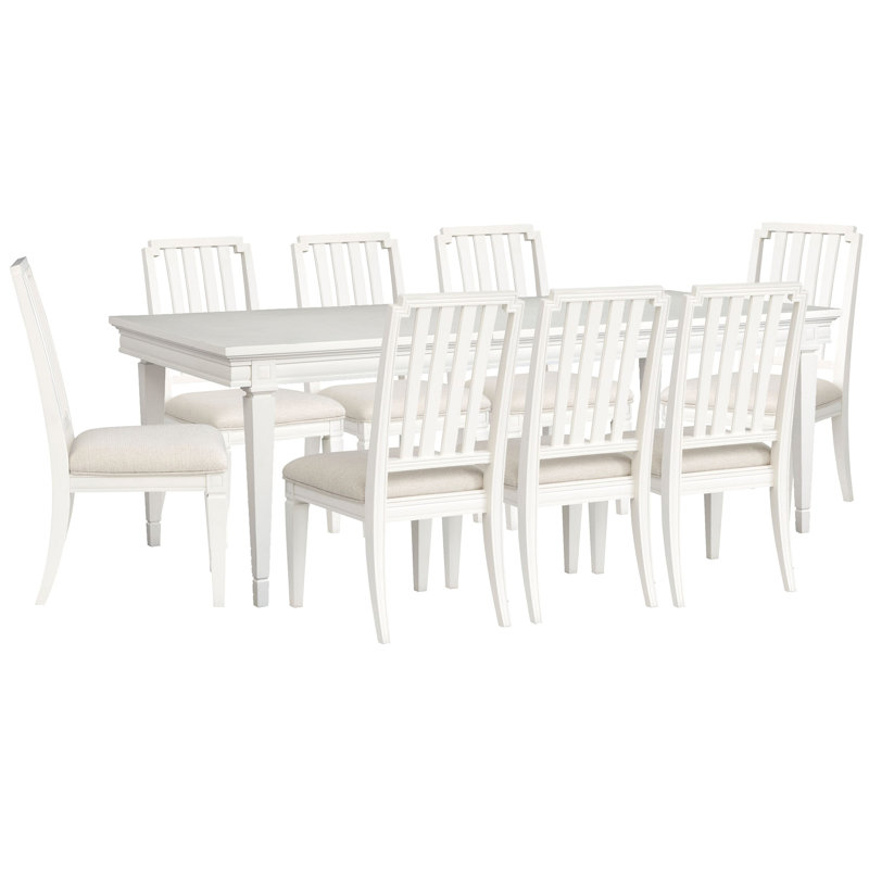 Gilvira Extendable Rectangular Dining Table With 8 Side Chairs, 9Pcs:Table,8Chairs