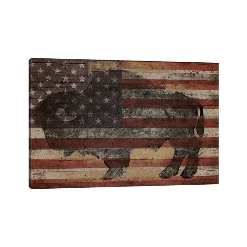 Reproduction d’art, "American bison I" par Diego Tirigall, Toile tendue, H 26 po x l 40 po x 1,5 po, Pas de tapis