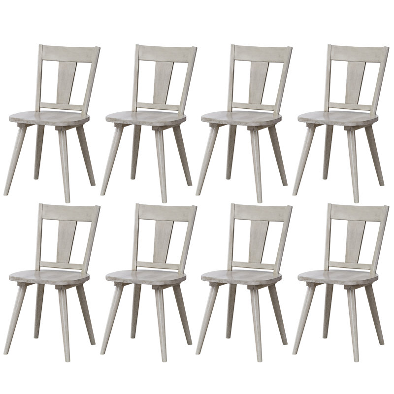 17" Wide Modern Country Farmhouse Wood Dining Room Chairs, 8, Light Gray