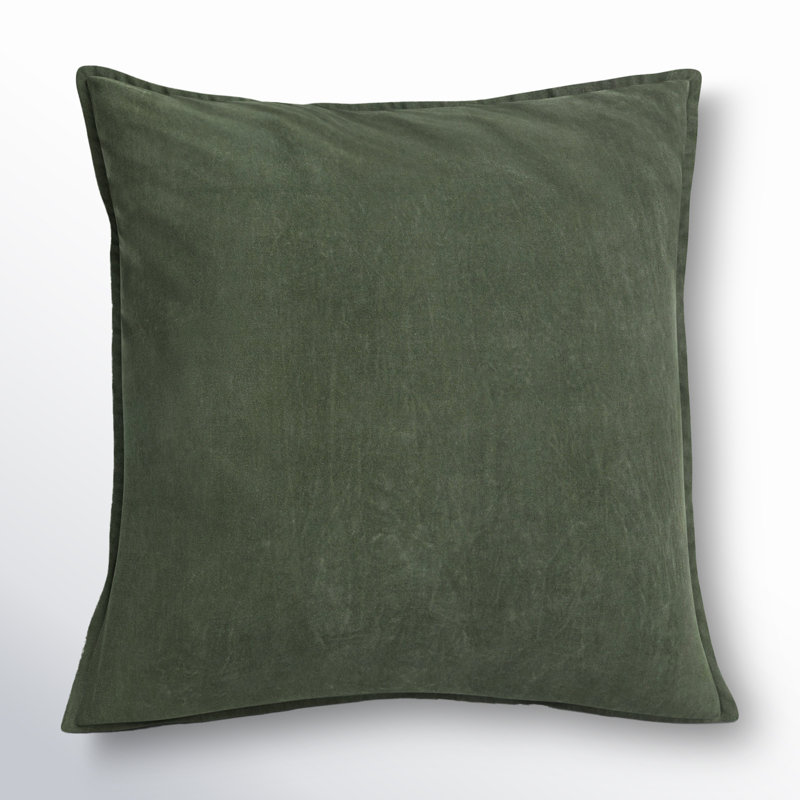 Edgar 100% Cotton Throw Pillow, 20"H x 20"W, Dark Green, Down