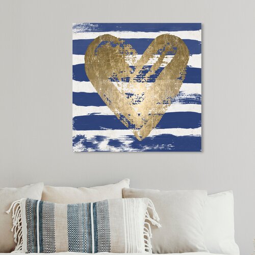 House of Hampton® My Navy Heart On Canvas Painting | Wayfair