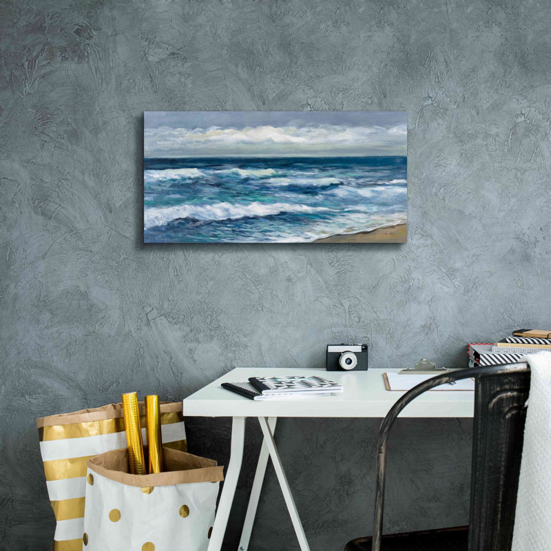 «Indigo Sea 2» par Silvia Vassileva, art mural sur toile, H 12 po x l 24 po x P 0,75 po