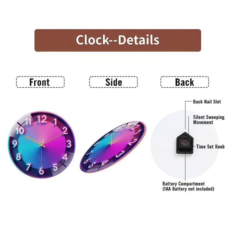 Horloge murale en verre néon