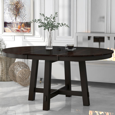 Extendable Dining Table , Design, Solid Wood, 42" - 58" Adjustable, Seats 6, Oak Veneer Top, Strong Frame Table, Round, Extendable, Wood Constructio
