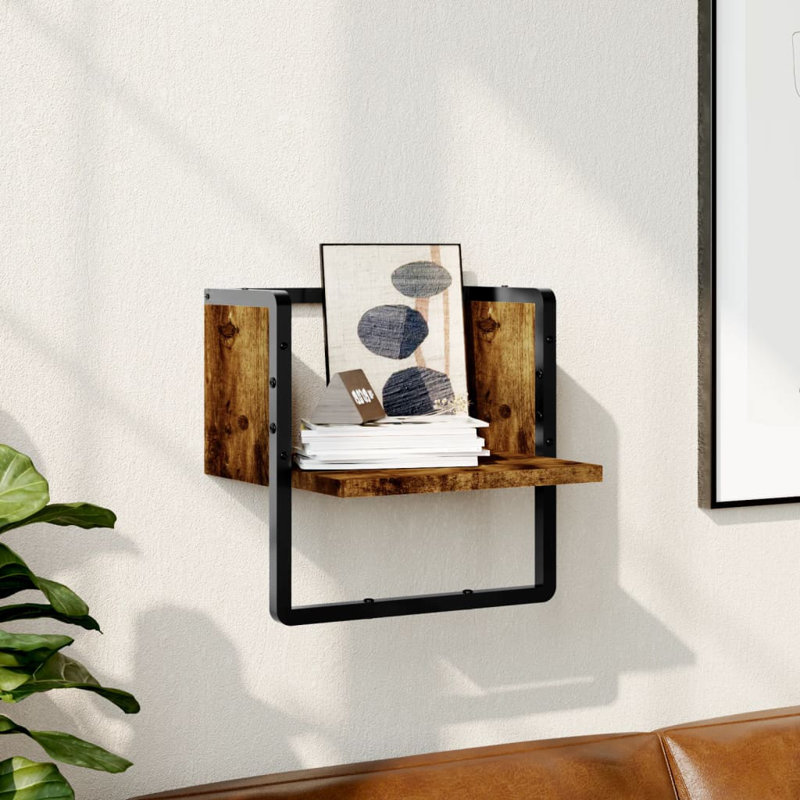 Narita Bracket Shelf, Smoked Oak, 30cm H x 30cm W x 25cm D