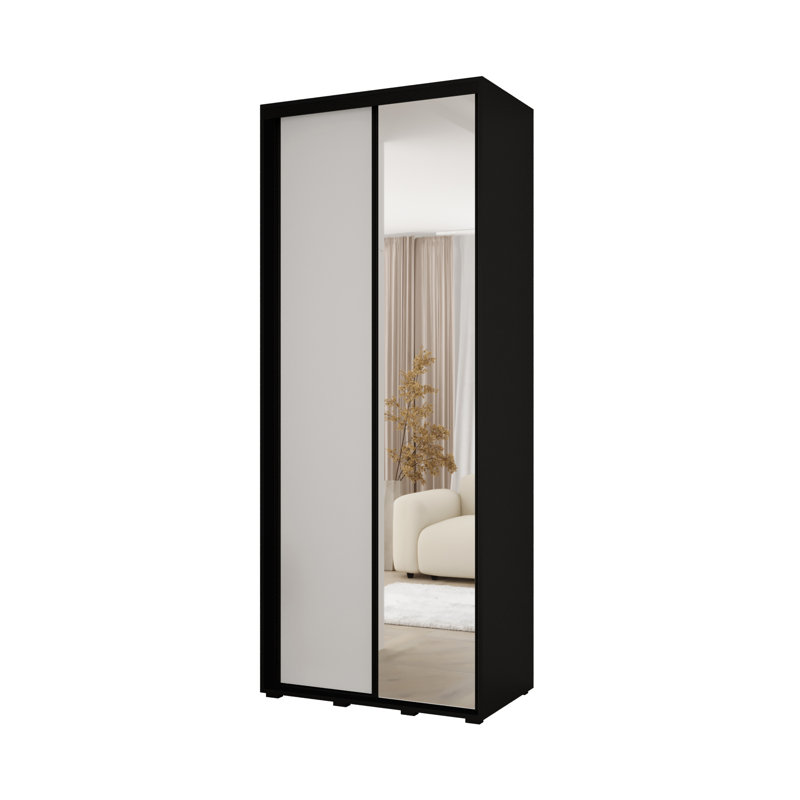 Laminate Wardrobe, 235.2cm H x 100cm W x 60cm D, White/Black