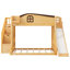 Lit superposé simple au dessus d'un lit double avec escalier de rangement, tablette, glissade et garde-robe, naturel et espresso-2024232870