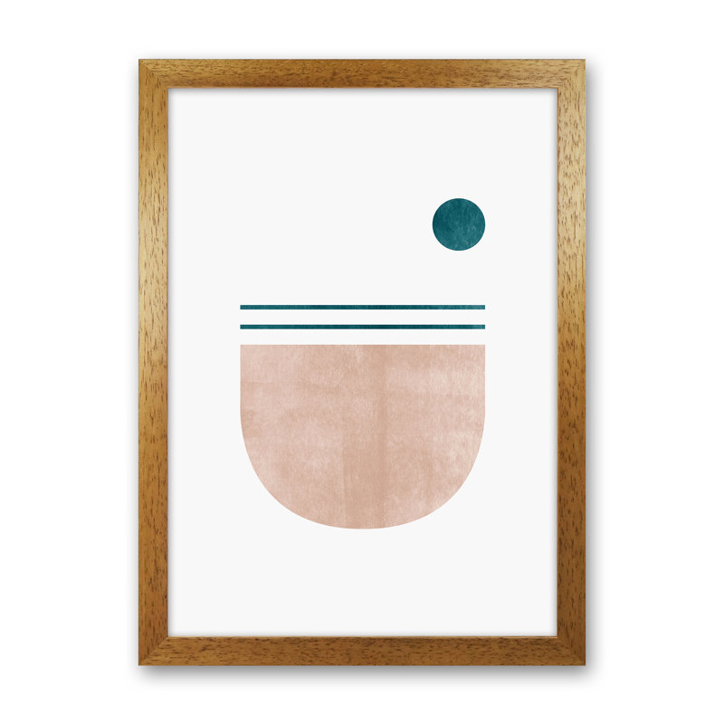 Abstract Geometric No 5 - Print, 64cm H x 46cm W x 3cm D, Brown Framed