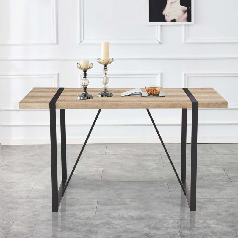 Tables de salle à manger, H 29,9 po x L 55,1 po x l 31,4 po, Brun rustique, Noir